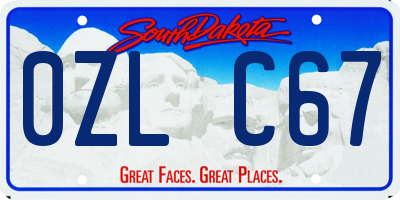 SD license plate 0ZLC67