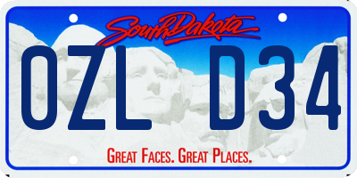 SD license plate 0ZLD34