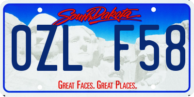 SD license plate 0ZLF58