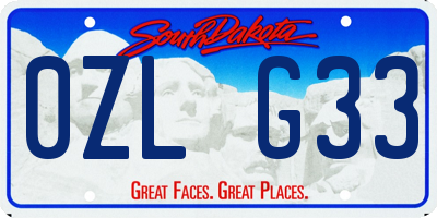 SD license plate 0ZLG33