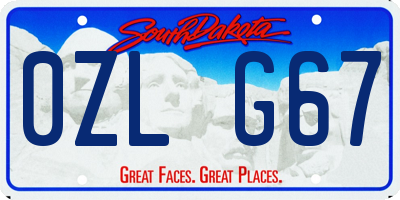 SD license plate 0ZLG67