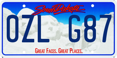 SD license plate 0ZLG87