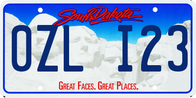 SD license plate 0ZLI23