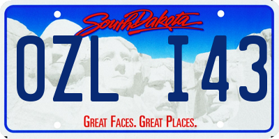 SD license plate 0ZLI43