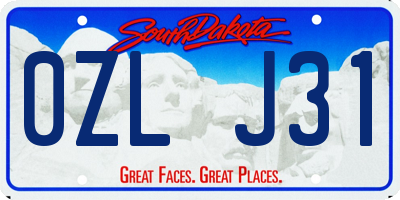 SD license plate 0ZLJ31
