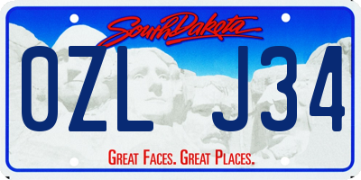 SD license plate 0ZLJ34