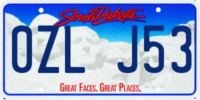 SD license plate 0ZLJ53