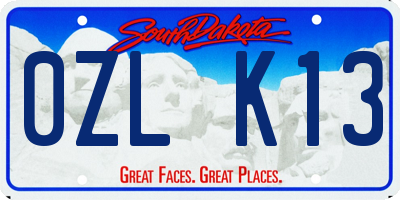 SD license plate 0ZLK13