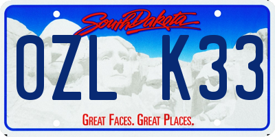 SD license plate 0ZLK33