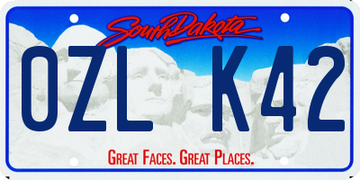 SD license plate 0ZLK42