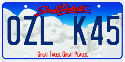SD license plate 0ZLK45