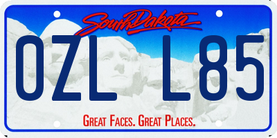 SD license plate 0ZLL85