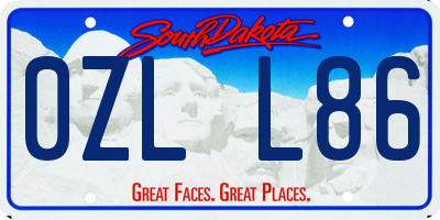 SD license plate 0ZLL86