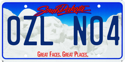 SD license plate 0ZLN04