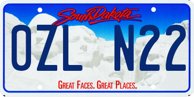 SD license plate 0ZLN22
