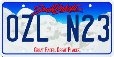 SD license plate 0ZLN23