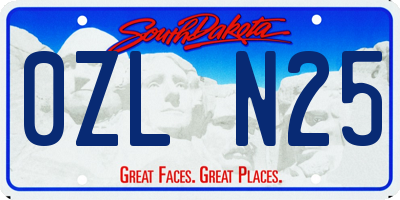 SD license plate 0ZLN25