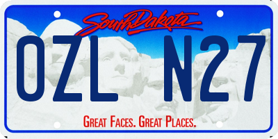 SD license plate 0ZLN27