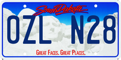 SD license plate 0ZLN28