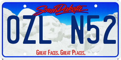 SD license plate 0ZLN52