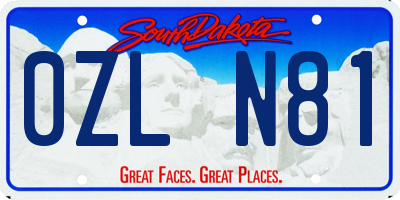 SD license plate 0ZLN81