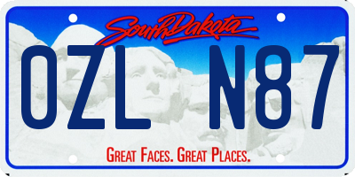 SD license plate 0ZLN87