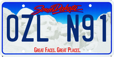 SD license plate 0ZLN91
