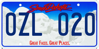 SD license plate 0ZLO20
