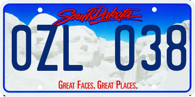SD license plate 0ZLO38