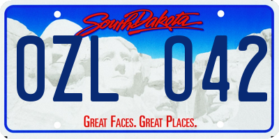 SD license plate 0ZLO42