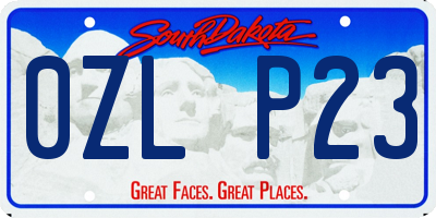 SD license plate 0ZLP23