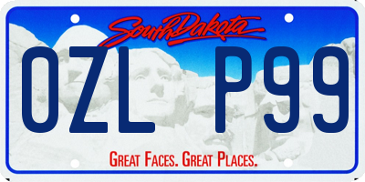 SD license plate 0ZLP99