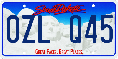 SD license plate 0ZLQ45