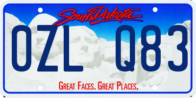 SD license plate 0ZLQ83