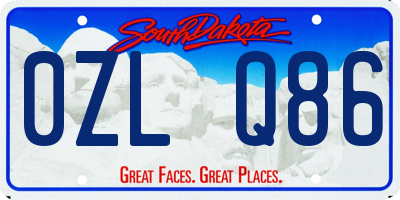 SD license plate 0ZLQ86