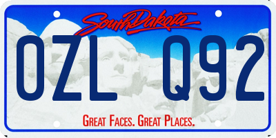 SD license plate 0ZLQ92