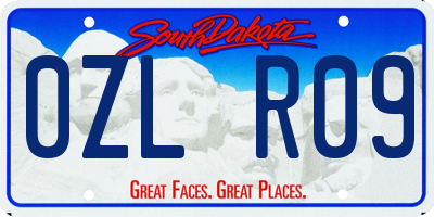 SD license plate 0ZLR09