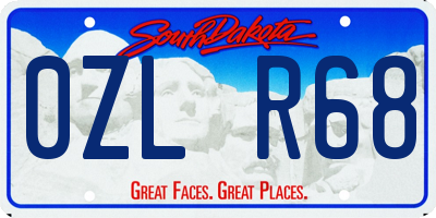 SD license plate 0ZLR68