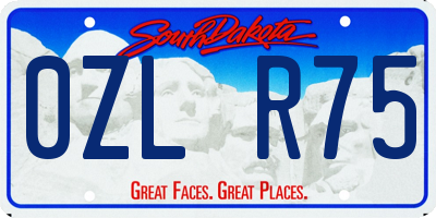 SD license plate 0ZLR75
