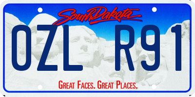 SD license plate 0ZLR91