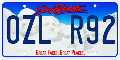 SD license plate 0ZLR92