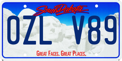 SD license plate 0ZLV89