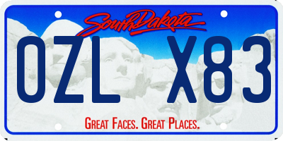 SD license plate 0ZLX83