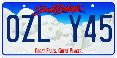 SD license plate 0ZLY45