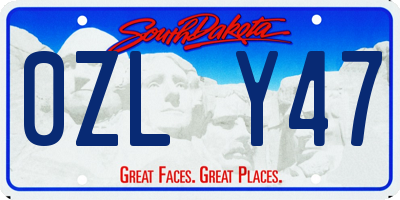 SD license plate 0ZLY47