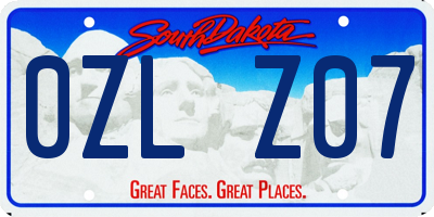 SD license plate 0ZLZ07