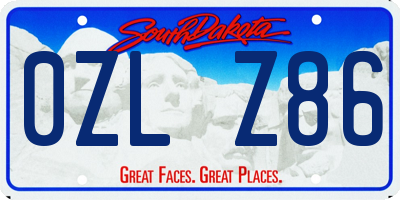 SD license plate 0ZLZ86