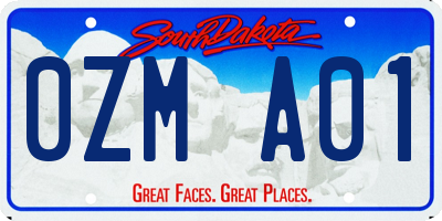 SD license plate 0ZMA01