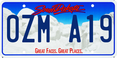 SD license plate 0ZMA19