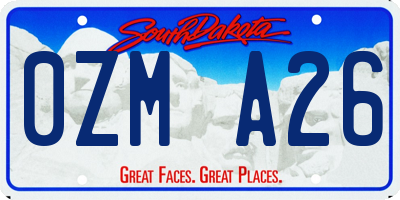 SD license plate 0ZMA26